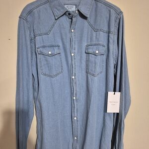 Precedent Denim Pearl Snap Shirt Men's Size Large Western . NWT